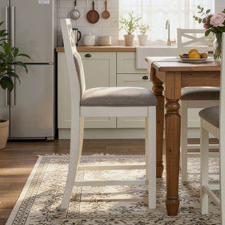Sunvega Casual Country Style Counter Height Chairs Set of 2 with Gray Wood Frame