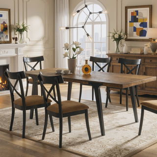 Sunvega Brown and Black Side Chairs with Padded Backrest and Seat for Dining