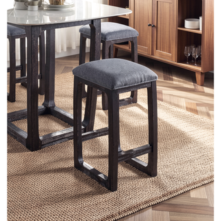 Sunvega Wooden Square Stool with Upholstery and Weathered Espresso Finish