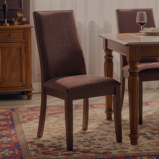 Sunvega Espresso Brown Wood Frame and Cocoa Brown Upholstered Dining Chair Set of 2
