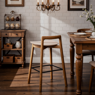Sunvega 26.5 Inch Modern Minimalist Low Back Wood Counter Stool in Dark Brown Walnut