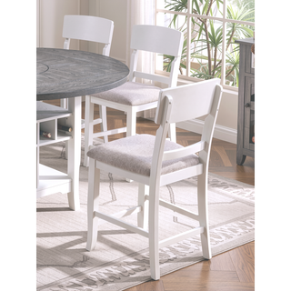 Sunvega Modern Gray Rubber Wood Dining Table with Two Built-in Storage Shelves