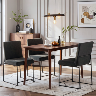 Sunvega Fuji High Back Contemporary Dining Chair with Black Steel Frame and Velvet Upholstery