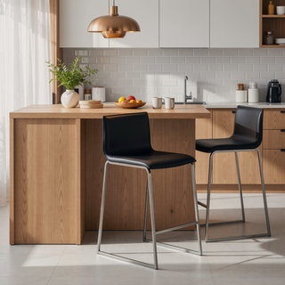 Sunvega Modern Counter Stool with Faux Leather Upholstery and Metal Base