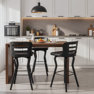 Sunvega 30 Inch Swivel Gray Faux Leather and Black Wood Bar Stool