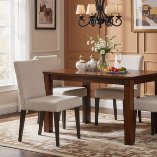 Sunvega Parson Style Dining Chair Set of Two in Light Gray Linen Blend
