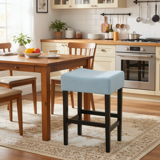 Sunvega Set of 2 Beige Backless Fabric Counter Height Barstools with Padded Seats