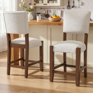 Sunvega 47.5 Inch Faux Marble Top Bar Dining Table with Walnut Legs for Kitchen