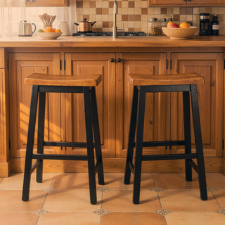 Sunvega Toluca Saddle Wood Barstool Set of Two for Serving Area
