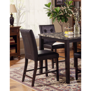 Sunvega Brown Faux Leather Upholstered Cushion Seat Counter Height Chairs Set of 2