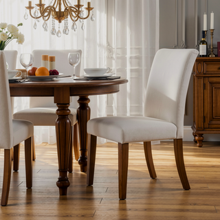 Sunvega Rustic Brown and White 2pc Side Chair with Upholstered Seat and Back