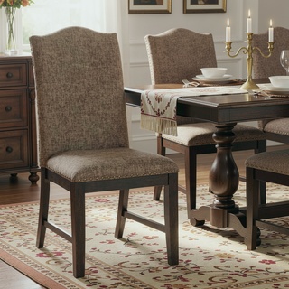 Sunvega Transitional Espresso Frame Side Chairs with Padded Seat Back and Nailhead Trim