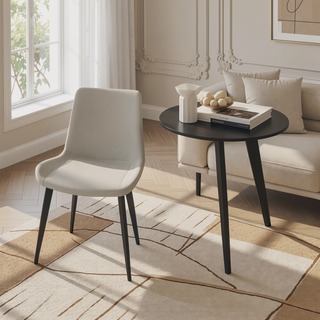 Sunvega Modern Upholstered Faux Leather Dining Chairs with Sturdy Metal Legs