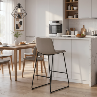 Sunvega Modern Taupe Leather-Look Bar Height Chair for Standing Desk