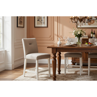 Sunvega Light Gray Contemporary Bar Stools with Padded Slat Design Back-Seat Cushions