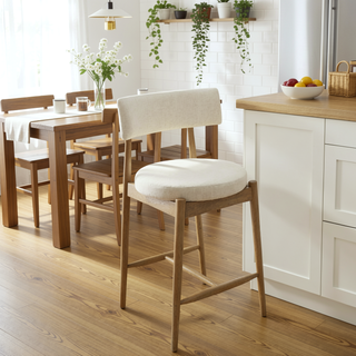 Sunvega Mid Century Modern Counter Stool Set of 2 with Upholstered Boucle Seat