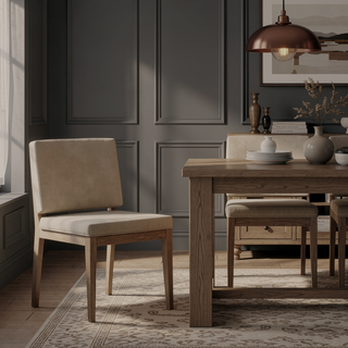 Sunvega Latte and Leather Soft Back Chair Set of Two with Softer Modern Design