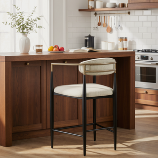 Sunvega Modern Mid-Century Upholstered Counter Stools with Padded Backrest and Seat Set of 2