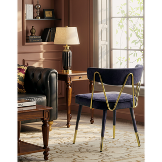 Sunvega Stylish Velvet Dining Chairs with Gold Trim and Padded Seat Set of 2