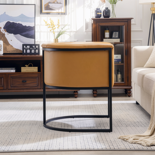 Sunvega Modern Faux Leather Upholstered Dining Chair with Geometric Metal Frame