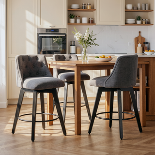 Sunvega 360° Swivel Bar Stools Set of 2 with Stain-Resistant Tufted Back