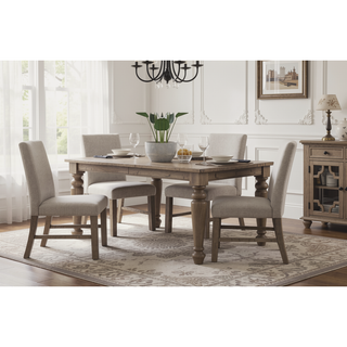Sunvega Rustic Grey Solid Wood Round Dining Table with Open Shelf Storage