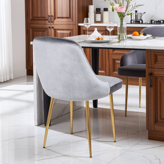 Sunvega Marcel Contemporary Dining Chair with Blue Velvet Upholstery and Gold Frame