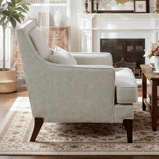 Sunvega Upholstered Arm Chair with Welting and Removable Cushions on Solid Wood Legs