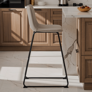 Sunvega Modern Taupe Leather-Look Bar Height Chair for Standing Desk