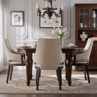 Sunvega Modern Dining Armchair in Blue Velvet with Solid Beech Wood Frame
