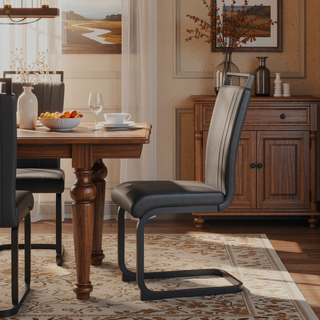 Sunvega Modern Faux Leather Upholstered Dining Chairs with High Back and Metal Legs Set of 2