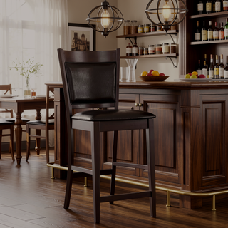 Sunvega Black and Espresso Upholstered Counter Height Stools Set of 2 for Dining Space