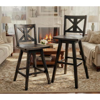 Sunvega Solid Rubberwood Counter Height Dining Table with Distressed Gray Finish