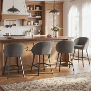 Sunvega Upholstered Bar Stool with Soft Backrest and Armrest for Kitchen Island