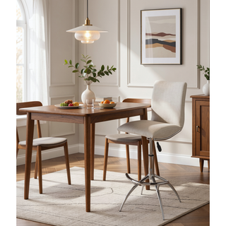 Sunvega Modern Contemporary Swivel Adjustable Bar Stool with PU Texture Soft White