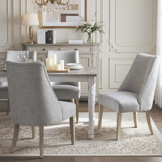 Sunvega High Back Upholstered Dining Chairs with Solid Wood Legs Set of 2