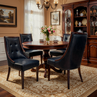 Sunvega Faux Leather Dining Chair Set of Two with Espresso Finish Wooden Legs