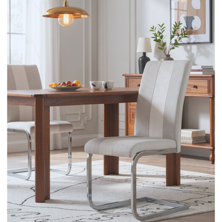 Sunvega White Fabric Dining Chairs with Padded Seating and C-Style Legs (Set of 4)