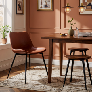 Sunvega Durango Contemporary Dining Chairs with Faux Leather Upholstery and Black Metal Legs