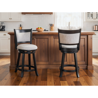 Sunvega Contemporary Swivel Pub Stools with Upholstered Seat and Footrest