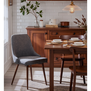 Sunvega Modern Upholstery Dining Chairs Set of 2 with Plush Foam and Wooden-Print Legs