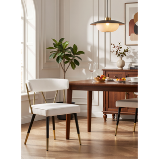 Sunvega Stylish Velvet Dining Chairs with Gold Trim and Padded Seat Set of 2