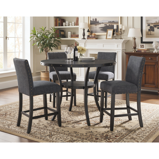 Sunvega Set of 2 Blue Linen Counter Height Stools with Nailhead Trim