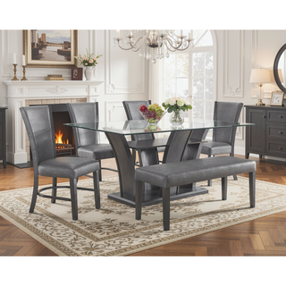 Sunvega Contemporary Glam Upholstered Dining Side Chair with Plush Gray Fabric