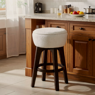 Sunvega Soft White Polyester Backless Bar Stools Set Of 2 For Easy Care