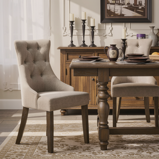 Sunvega Tufted Hourglass Back Side Chairs with Nailhead Trim and Reclaimed Grey Legs