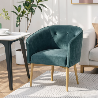 Sunvega Modern Glam Velvet Dining Chair with Button Tufted Waffle Stitch