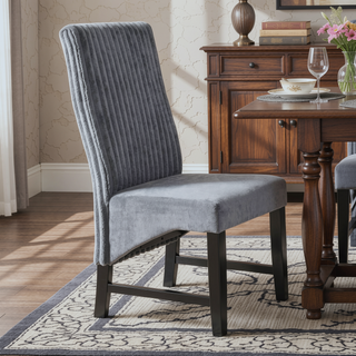 Sunvega Modern Upholstered Dining Chairs with Gray Corduroy Comfort and Wooden Frame