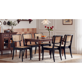 Sunvega Modern Industry Chic Cane Dining Chair Set of 2 for Dining Room