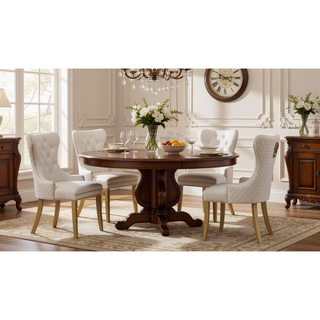 Sunvega Gold Velvet Upholstered Dining Chair with Lion Head Accent and Quilted Back